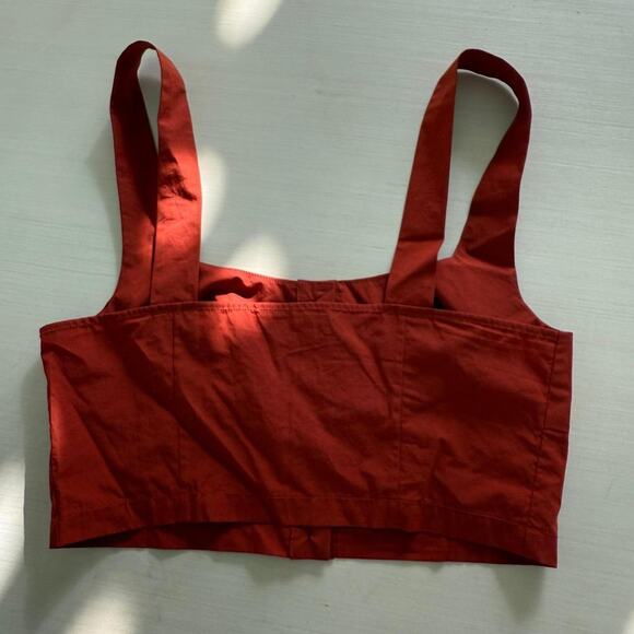 Rust orange cropped tank with buttons in front ~ size small - Picture 5 of 5